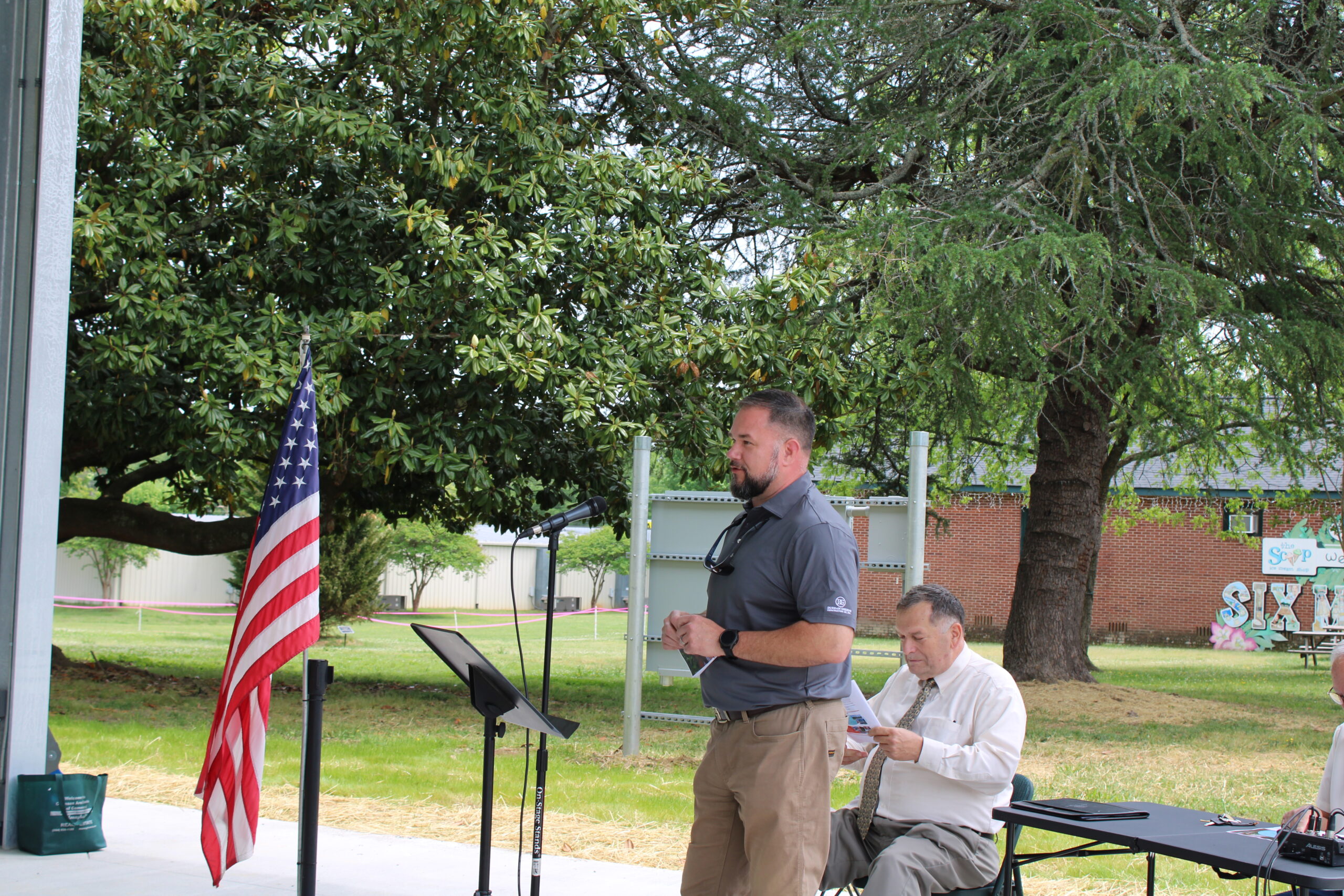 Brent Chandler, CEO of Durham-Greene Construction Company, speaks. (Photo by Karen Brewer)