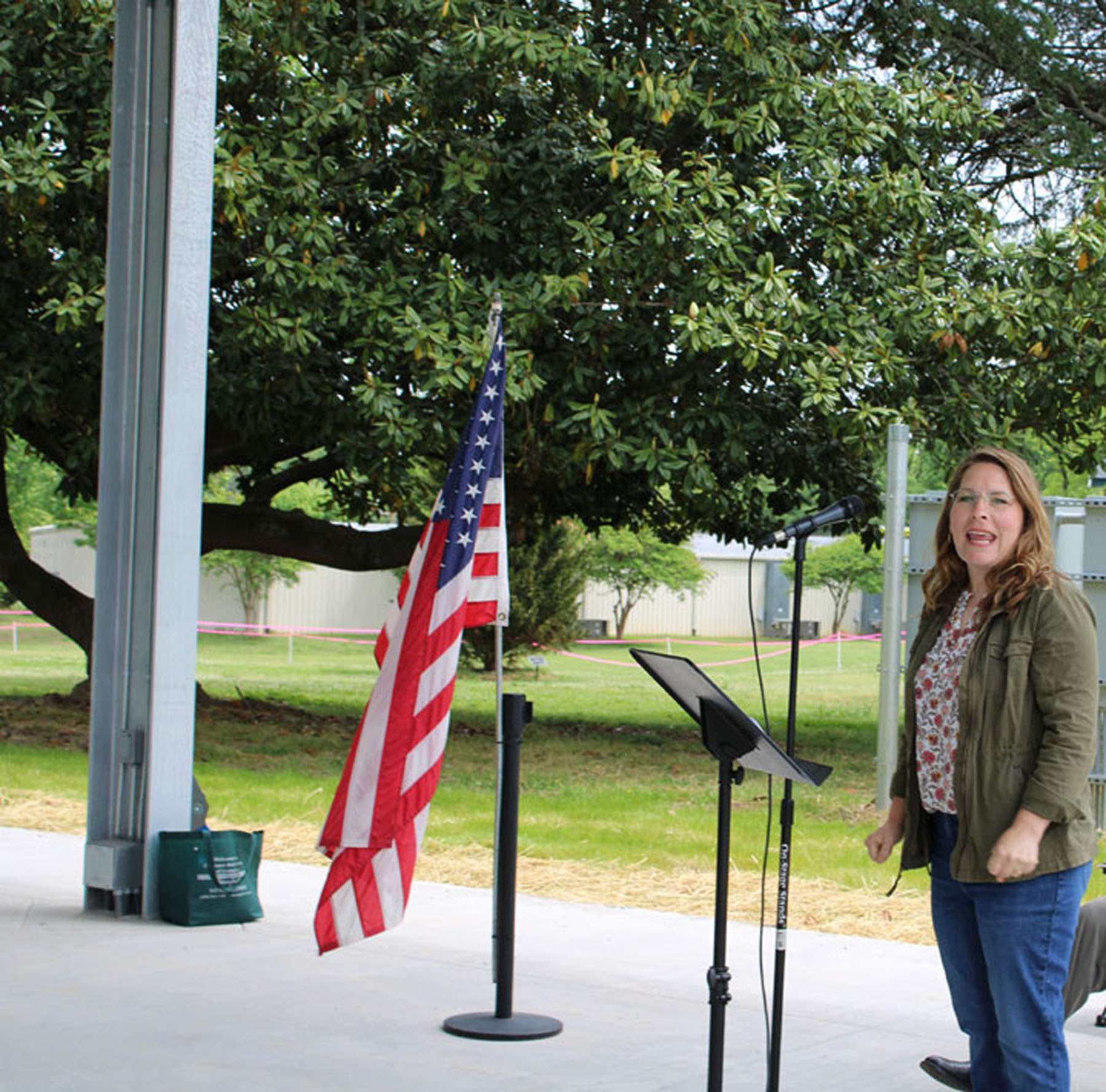 Ellen Haynes, Six Mile's Community Park Committee Chair, speaks. (Photo by Karen Brewer)