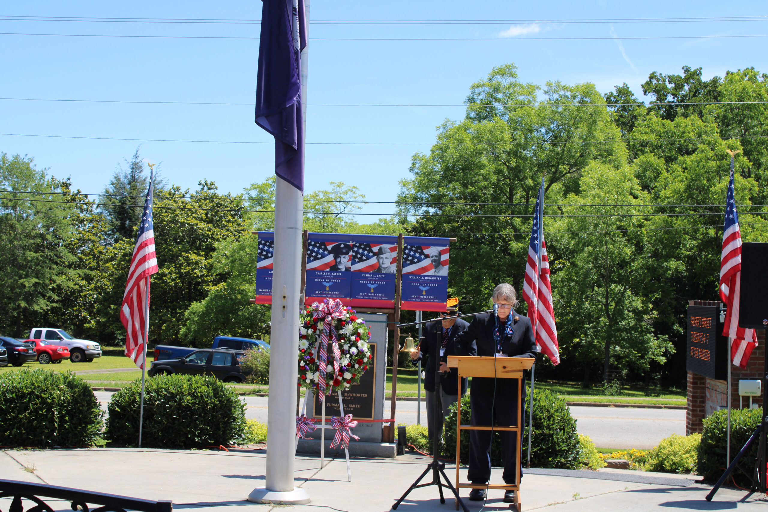 Remembrance Bell Ceremony: Lena Jones, Captain U.S. Navy (retired) (reader) and Jim Jones, PO1, US Navy (retired) (ringer)