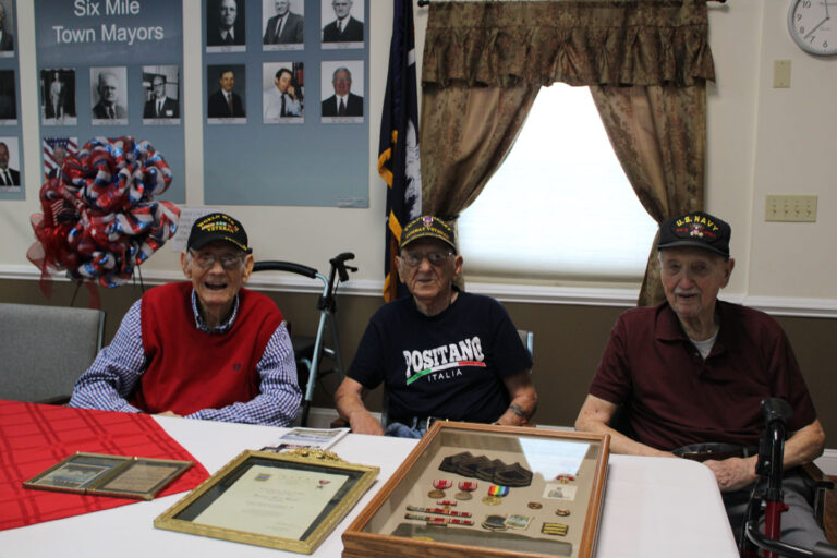 World War II veterans Edward Zeigler, Ralph Conte, and Fred Munk (Photo by Karen Brewer, The Pickens County Chronicle)