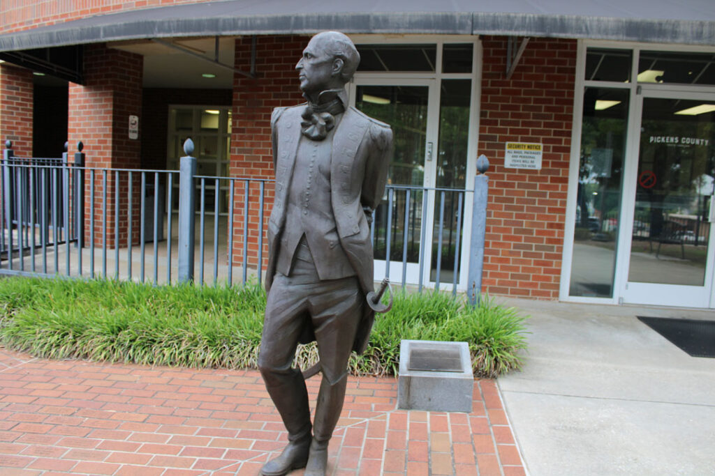 General Andrew Pickens statue, Pickens County Courthouse (Photo by Karen Brewer, The Pickens County Chronicle)