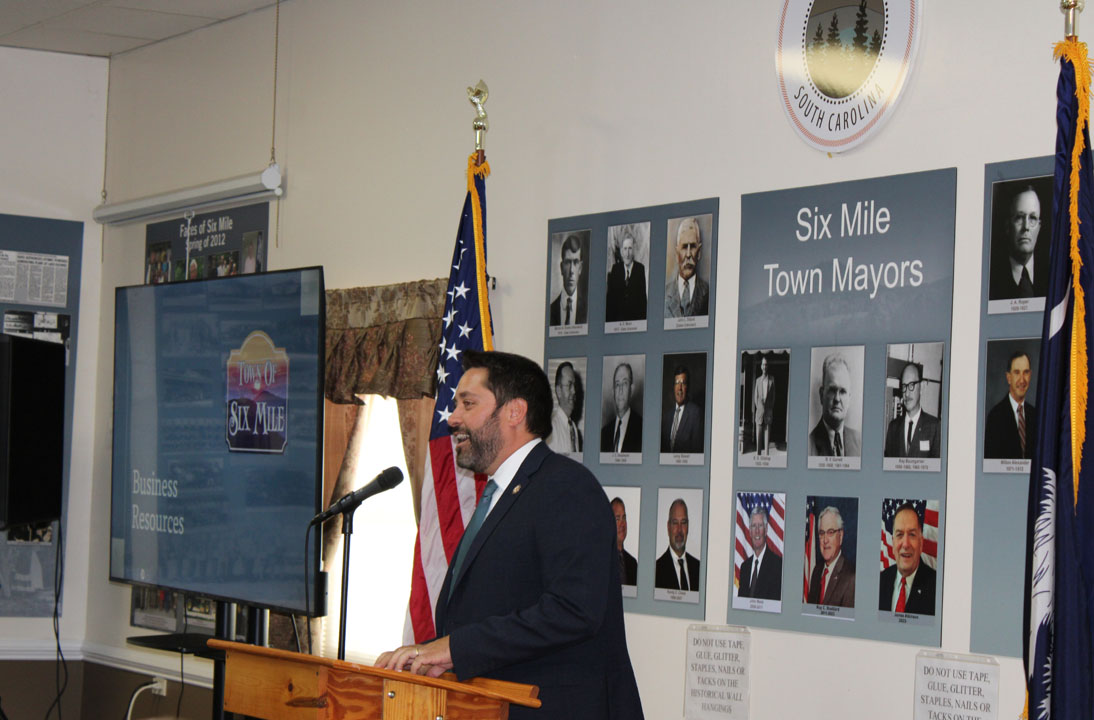 Matthew Golden, Six Mile Business Liaison, speaks (Photo by Karen Brewer, The Pickens County Chronicle)