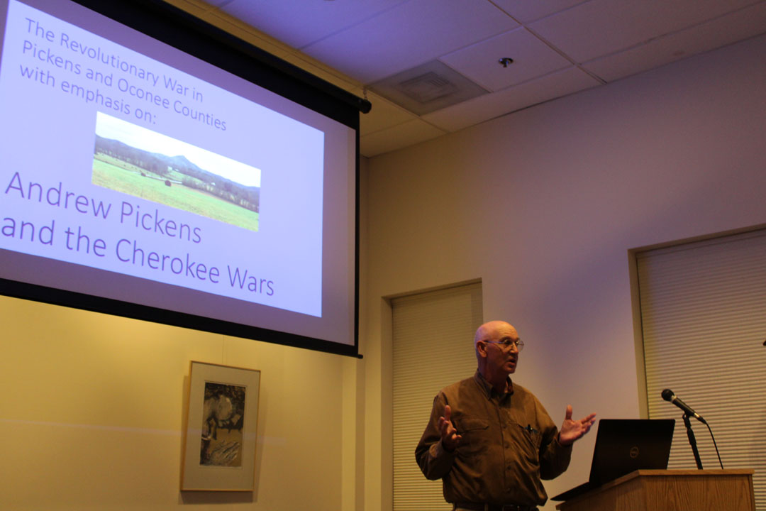 Durant Ashmore gives a lecture at the Pickens County Museum of Art & History (Photo by Karen Brewer, The Pickens County Chronicle)