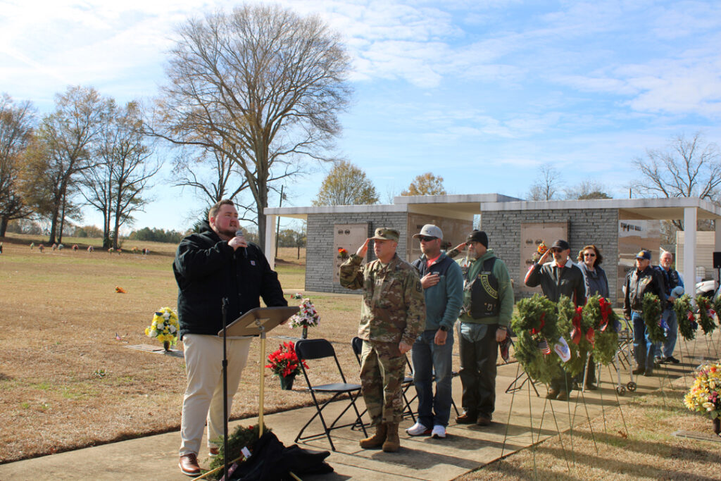 Zachary Ryder sings the national anthem (Photo by Karen Brewer, The Pickens County Chronicle)