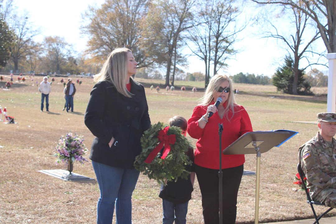 Amy Barrett speaks at the conclusion of the ceremony. (Photo by Karen Brewer, The Pickens County Chronicle)