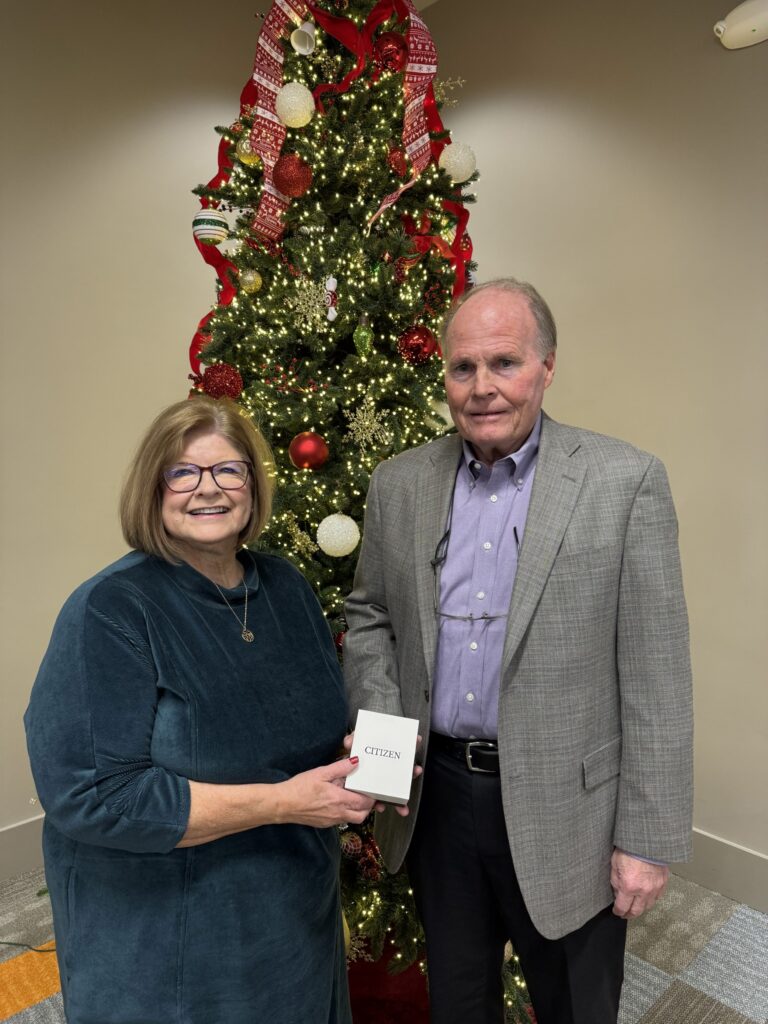 Denise McCormick, Senior Vice President of Marketing, pictured with Blue Ridge Electric Cooperative President and CEO Jim Lovinggood at a celebratory breakfast in Westminster in December (Photo courtesy of Blue RIdge Electric Cooperative)