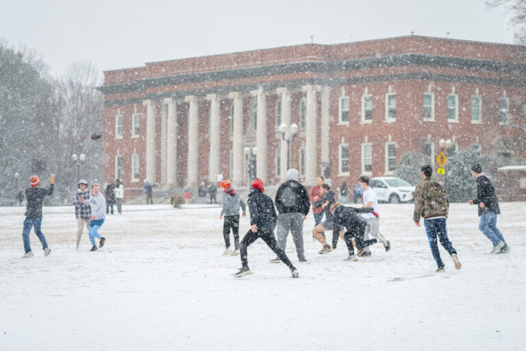 A snow storm blankets the Clemson University campus for the first time in three years, January 10, 2025. (Photo by Ken Scar, Clemson University)