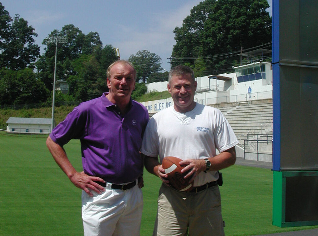 Sam with then Pickens High School Head Football Coach Andy Tweito (Photo by Karen Brewer)