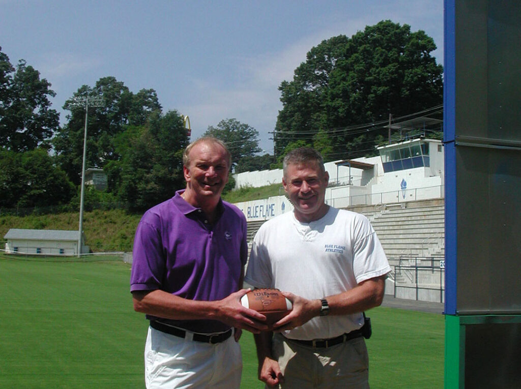 Sam with then Pickens  High School Head Football Coach Andy Tweito (Photo by Karen Brewer)