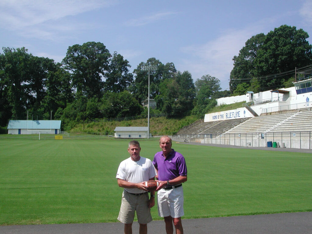 Sam with then Pickens High School Head Football Coach Andy Tweito (Photo by Karen Brewer)