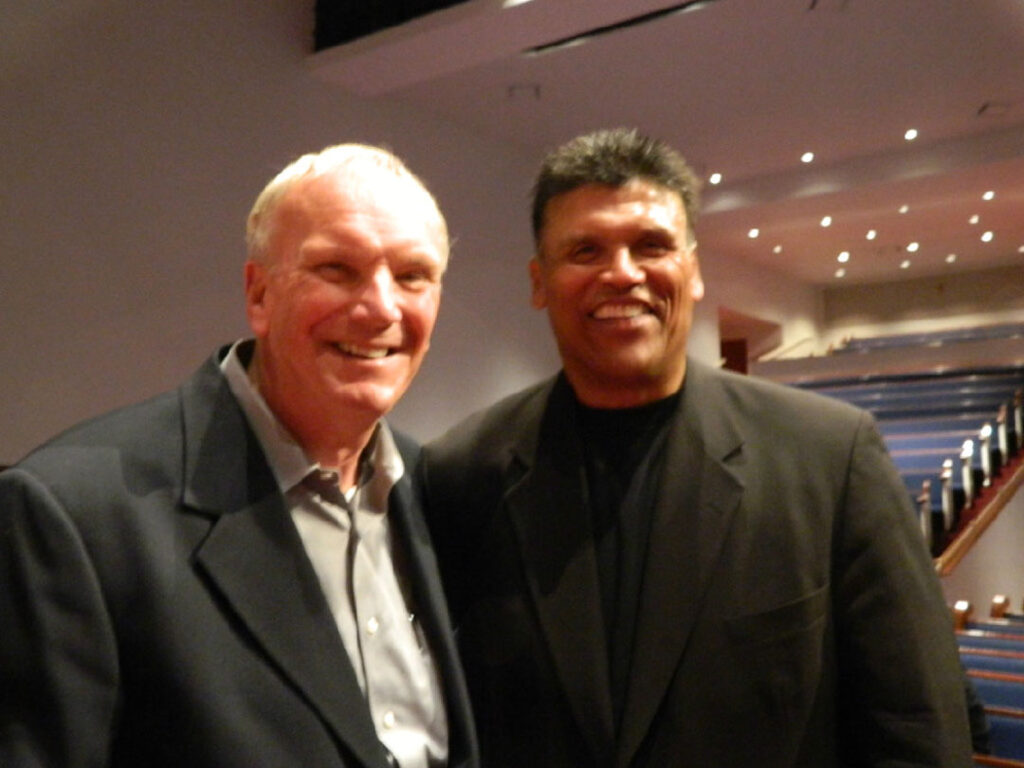 Sam with Anthony Muñoz, who played for Sam when he coached the Cincinnati Bengals (Photo by Karen Brewer)