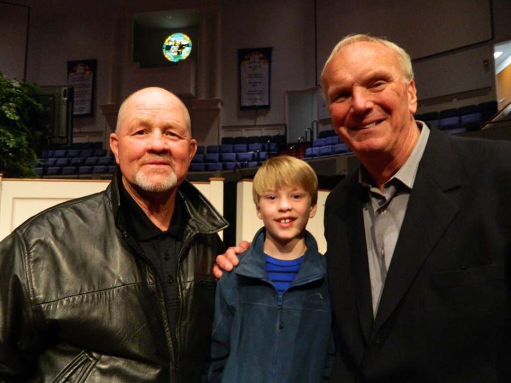 Sam with Jack Gallamore and a grandson, Gavin, in 2012 (Photo by Karen Brewer)