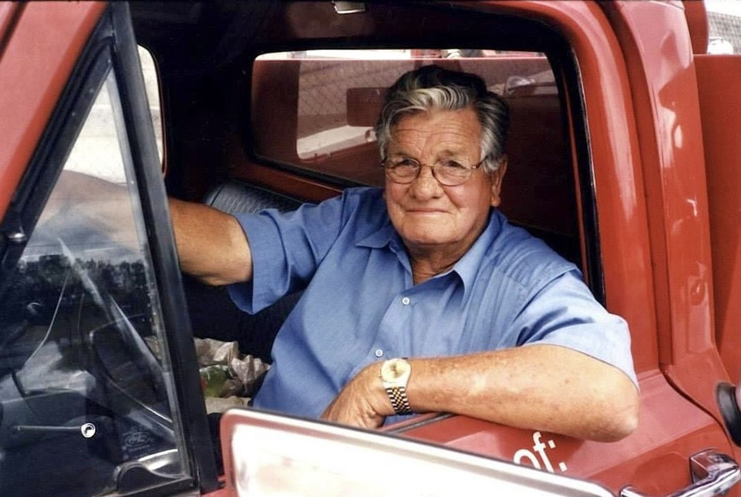 Tom Blackwell in the pits in the track clean-up truck circa the late 1990's