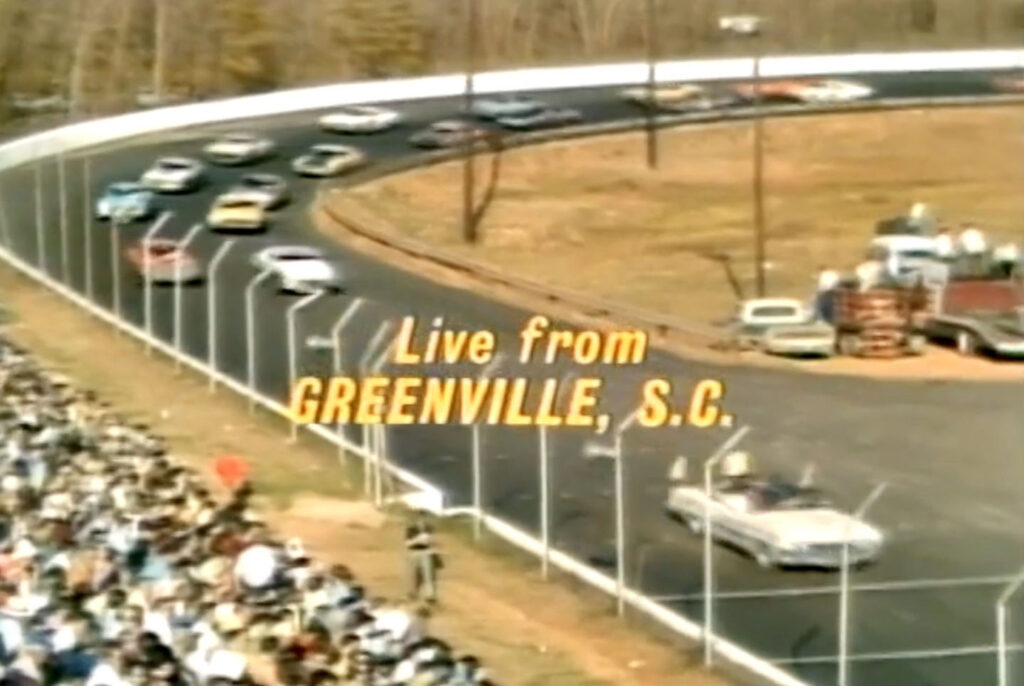 A still from the start of the first race ever broadcast live from start to finish on television, April 10, 1971, ABC's Wide World of Sports