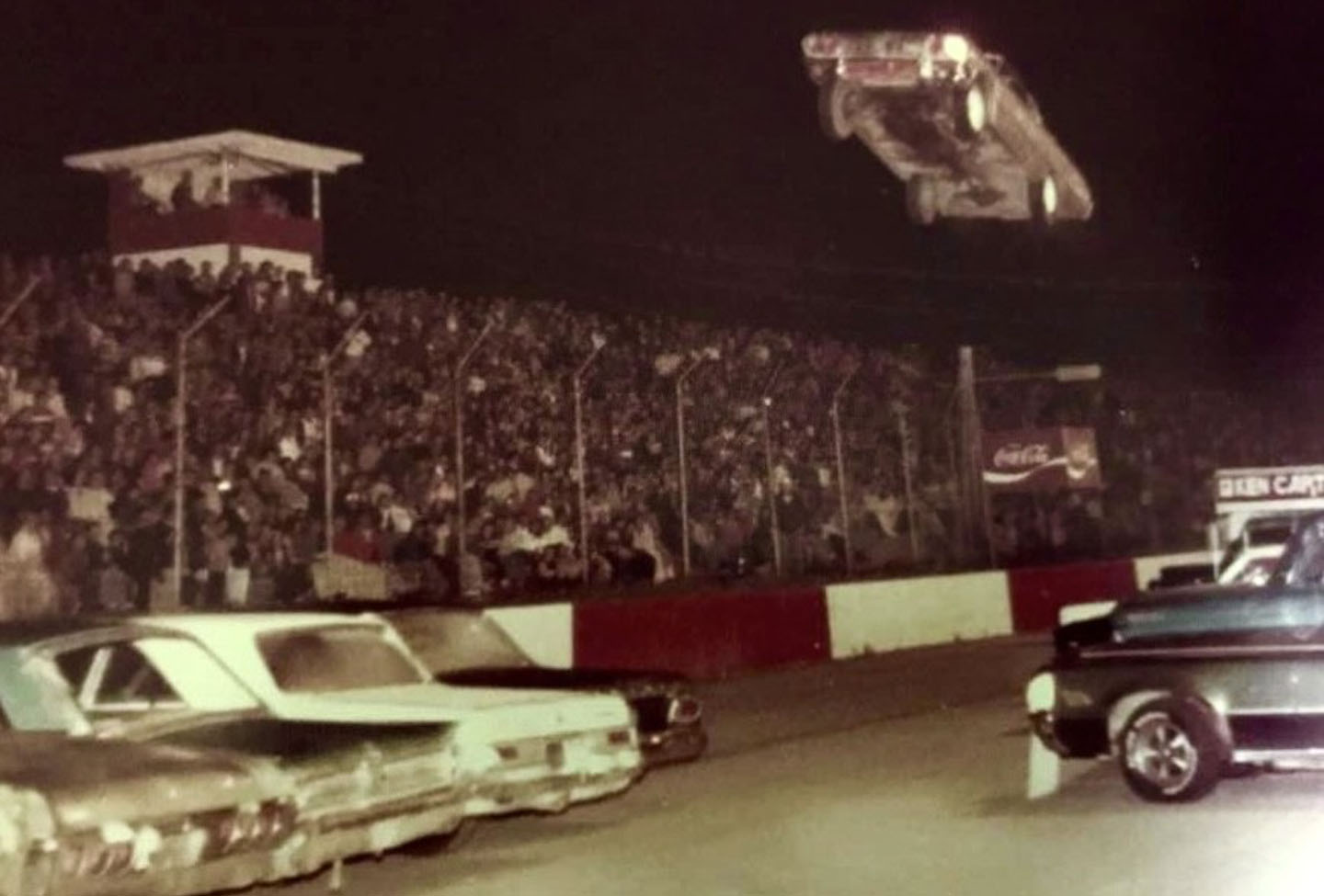 A car jump event at the track in the late 1970's