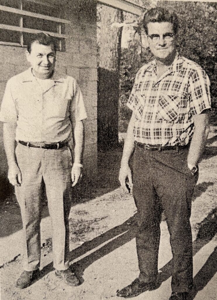 Pete and Tom Blackwell outside the office at the Greenville-Pickens Speedway (Photo courtesy of Mark Blackwell to The Pickens County Chronicle)