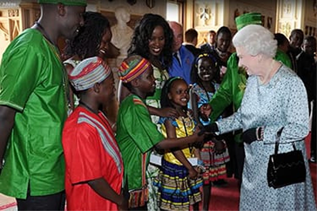 Queen Elizabeth with the Watoto Children's Choir (Watoto Children's Choir photo)