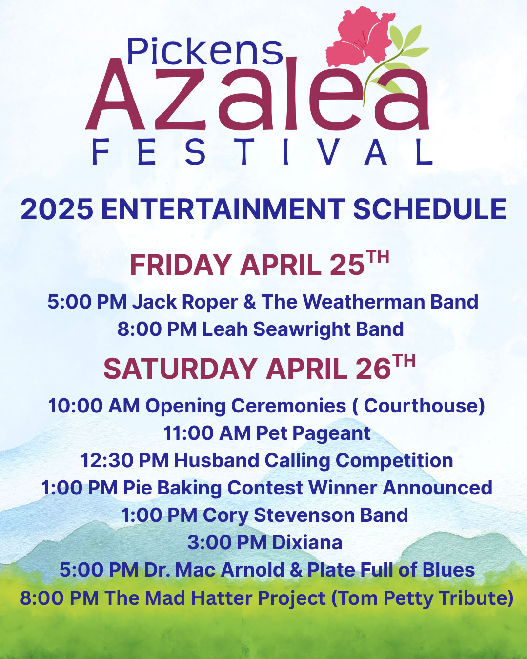 2025 Pickens Azalea Festival information