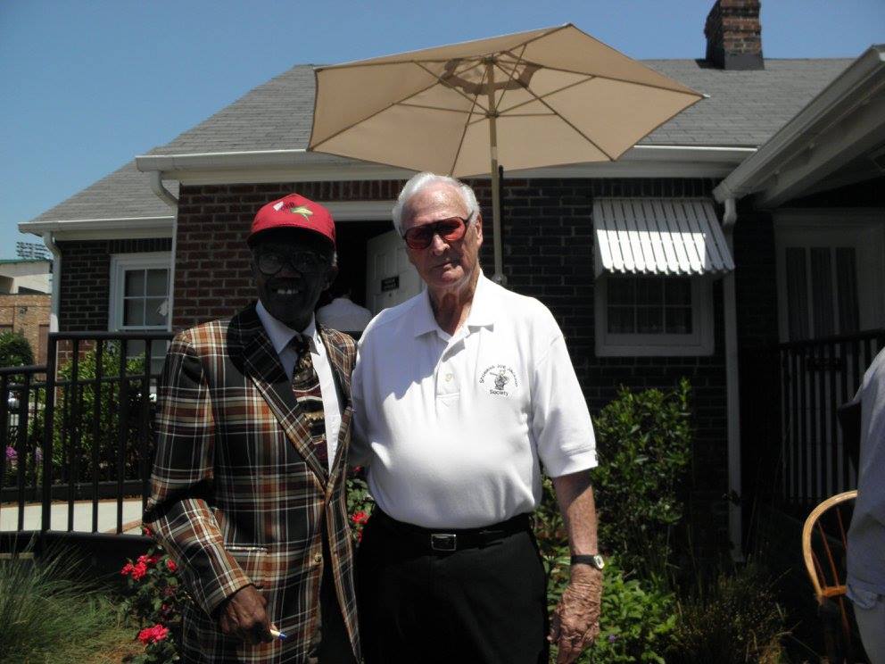 The late Cornell Blakely (who played baseball for the Greenville Black Spinners) and the late Joe Anders (who played for the Greenville Spinners) the day of the historic marker dedication at the 'Shoeless' Joe Jackson Museum on June 18, 2011 (Photo by Karen Brewer)