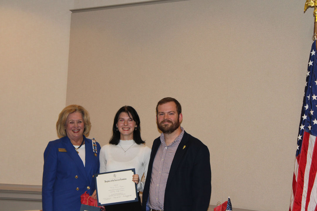 Julie Thompson with student Mary Elaine Bryson and her teacher, Zack Arms (Photo by Karen Brewer, The Pickens County Chronicle)