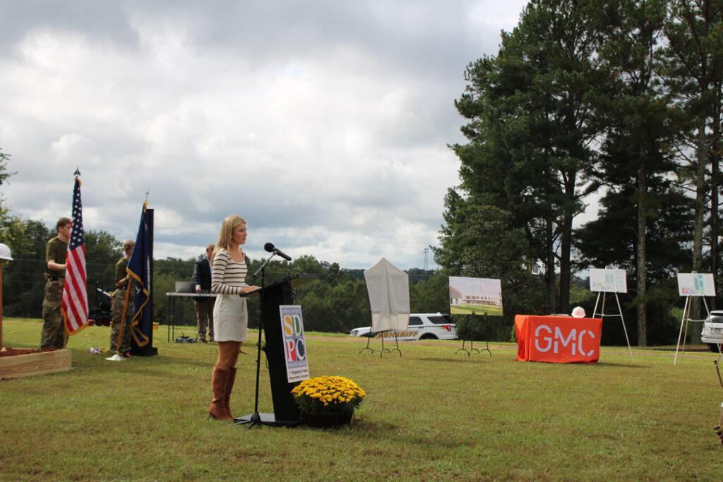 Adalyn Jewell, Pickens High School Student Body President, dedicates the campus. (Photo by Karen Brewer, The Pickens County Chronicle)