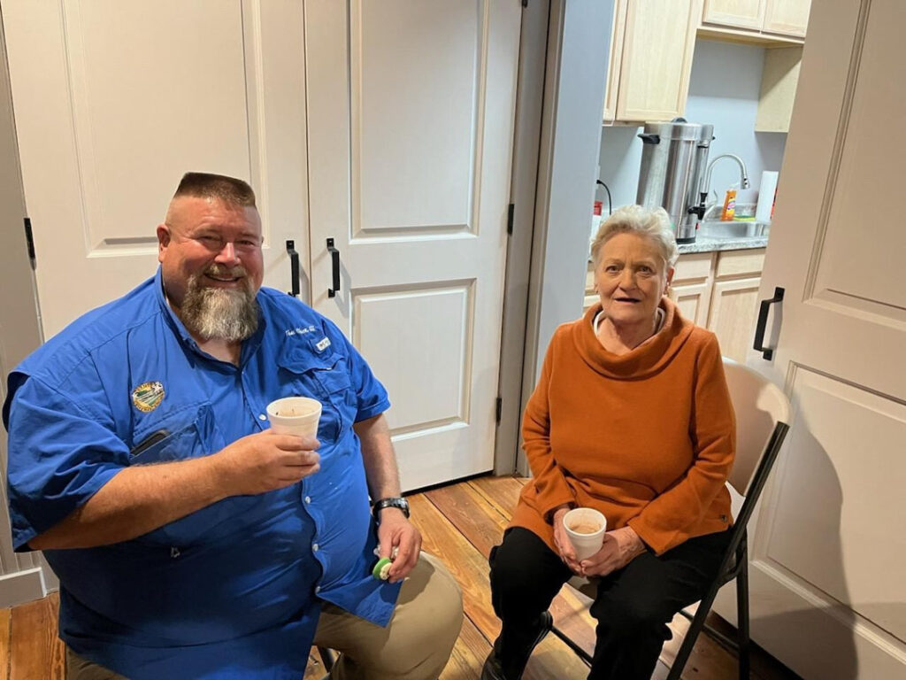 Anne Sheriff and Tom Cloer in the depot (photo courtesy of Tom Cloer)