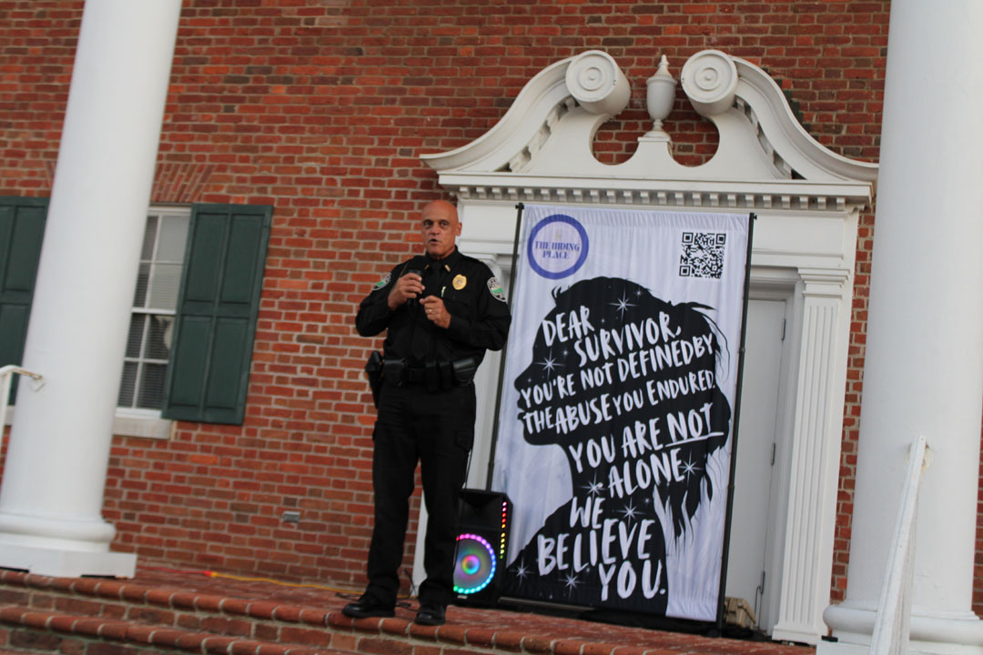 Pickens Police Chief Randal Beach speaks.