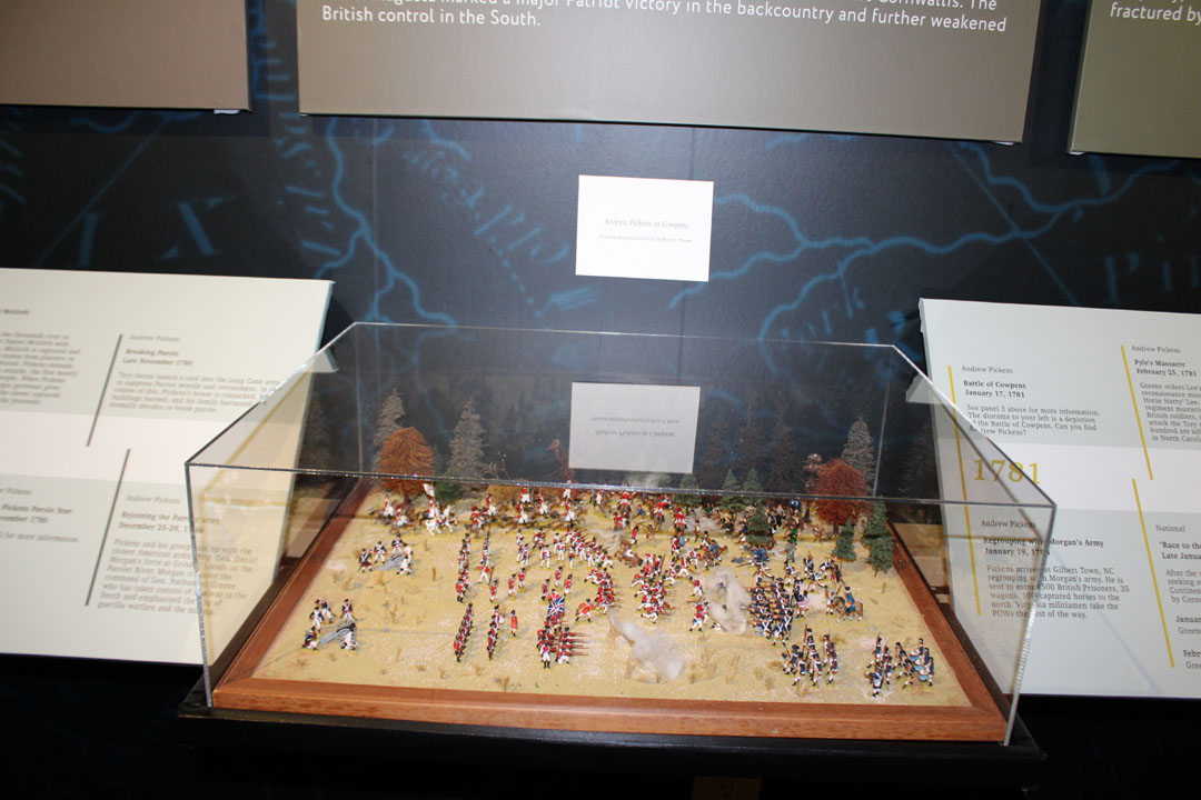 Andrew Pickens at Cowpens diarama designed and built by Brian K. Porter (Photo by Karen Brewer, The Pickens County Chronicle)