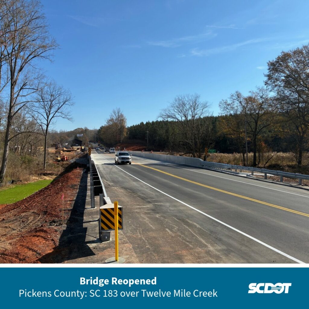 SCDOT-bridge reopens SC 183 over Twelve Mile Creek