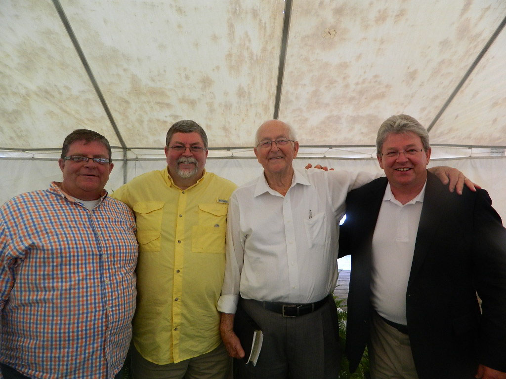 Jack with sons Steve, Phil, and Bryan at the Conestee Tent Crusade on April 27, 2014 (Photo by Karen Brewer)