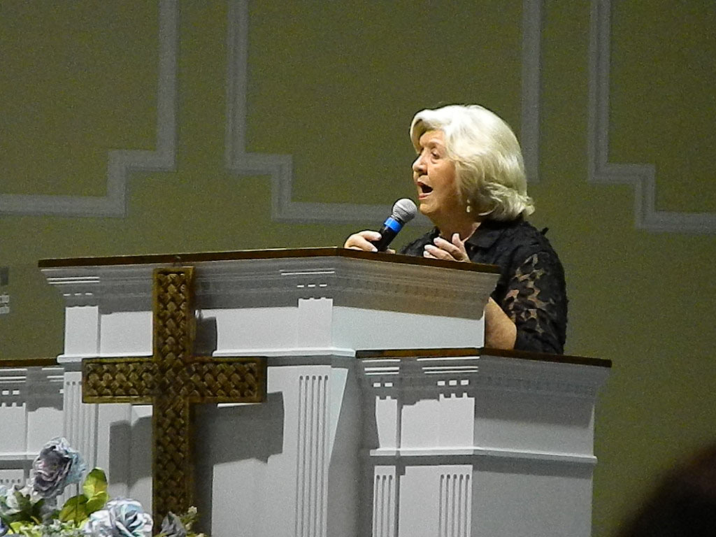 Shirley singing at Powdersville First Baptist Church on August 2, 2015 (Photo by Karen Brewer)