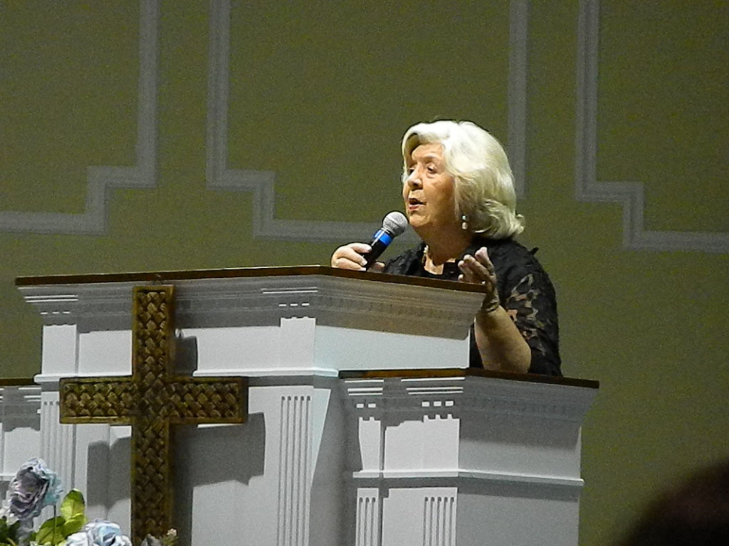 Shirley singing at Powdersville First Baptist Church on August 2, 2015 (Photo by Karen Brewer)