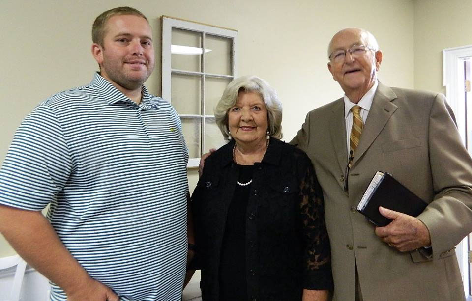 Jack and Shirley with grandson Austin at Powdersville First Baptist Church on August 2, 2015 (Photo by Karen Brewer)