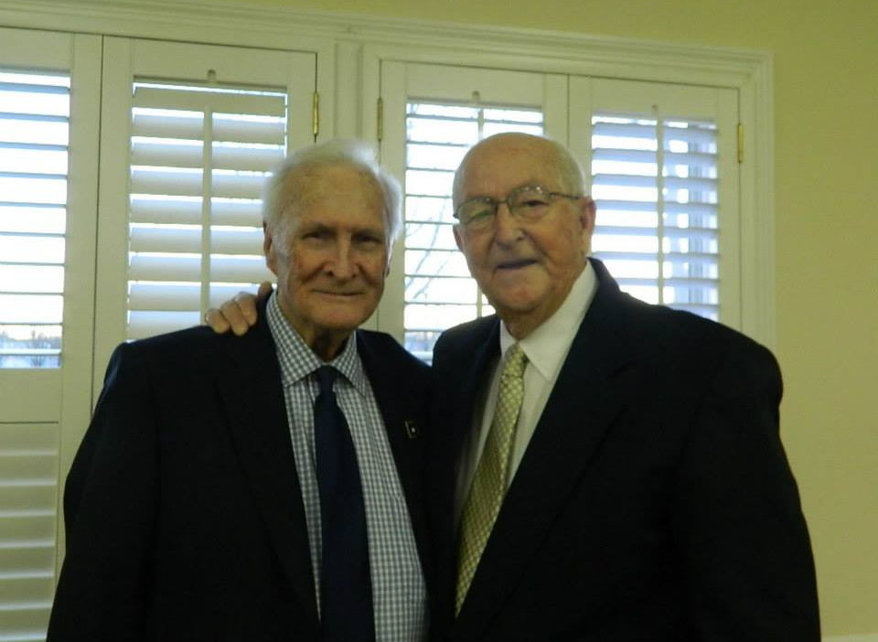 Jack with Joe Anders at City View First Church on January 12, 2014. Jack and Joe played baseball against each other in their youth. (Photo by Karen Brewer)