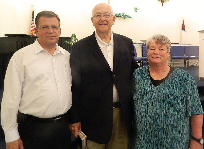 Jack with Rev. Tommy Ramey and his wife, Darleen, at Victory Chapel Baptist Church on May 1, 2014 (Photo by Karen Brewer)