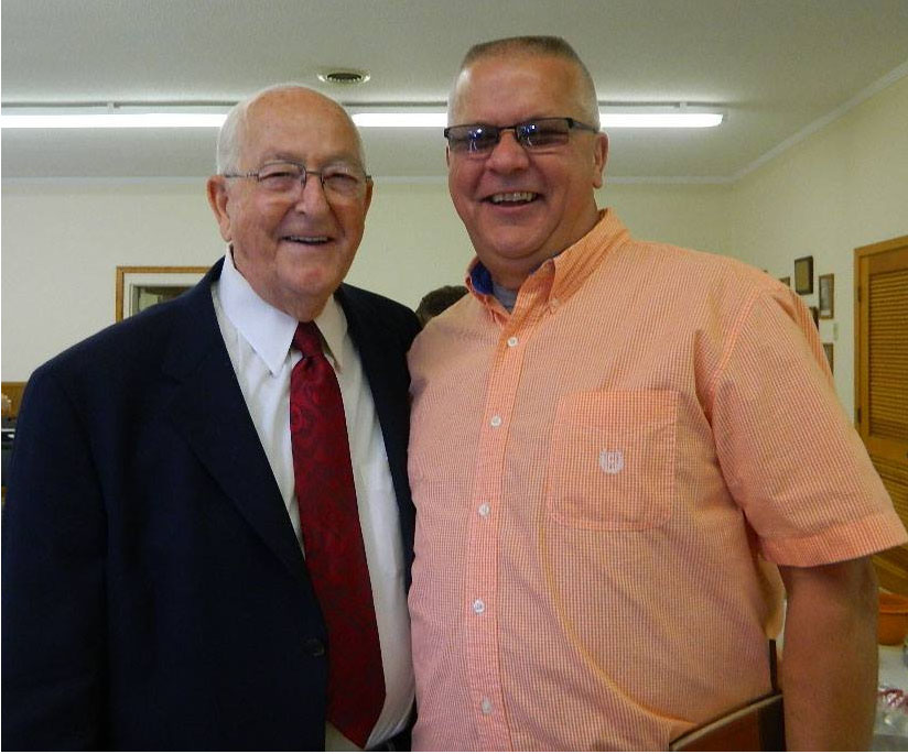 Jack with Rev. Bennie Durham at Mountain Grove Baptist Church on October 6, 2013. Bennie preached at the homecoming service at his childhood church, where Jack served as interim Pastor. (Photo by Karen Brewer)