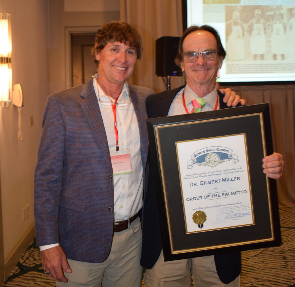 Gilbert Miller (at right) with Brad O'Neal, SCWA President (Clemson University photo)
