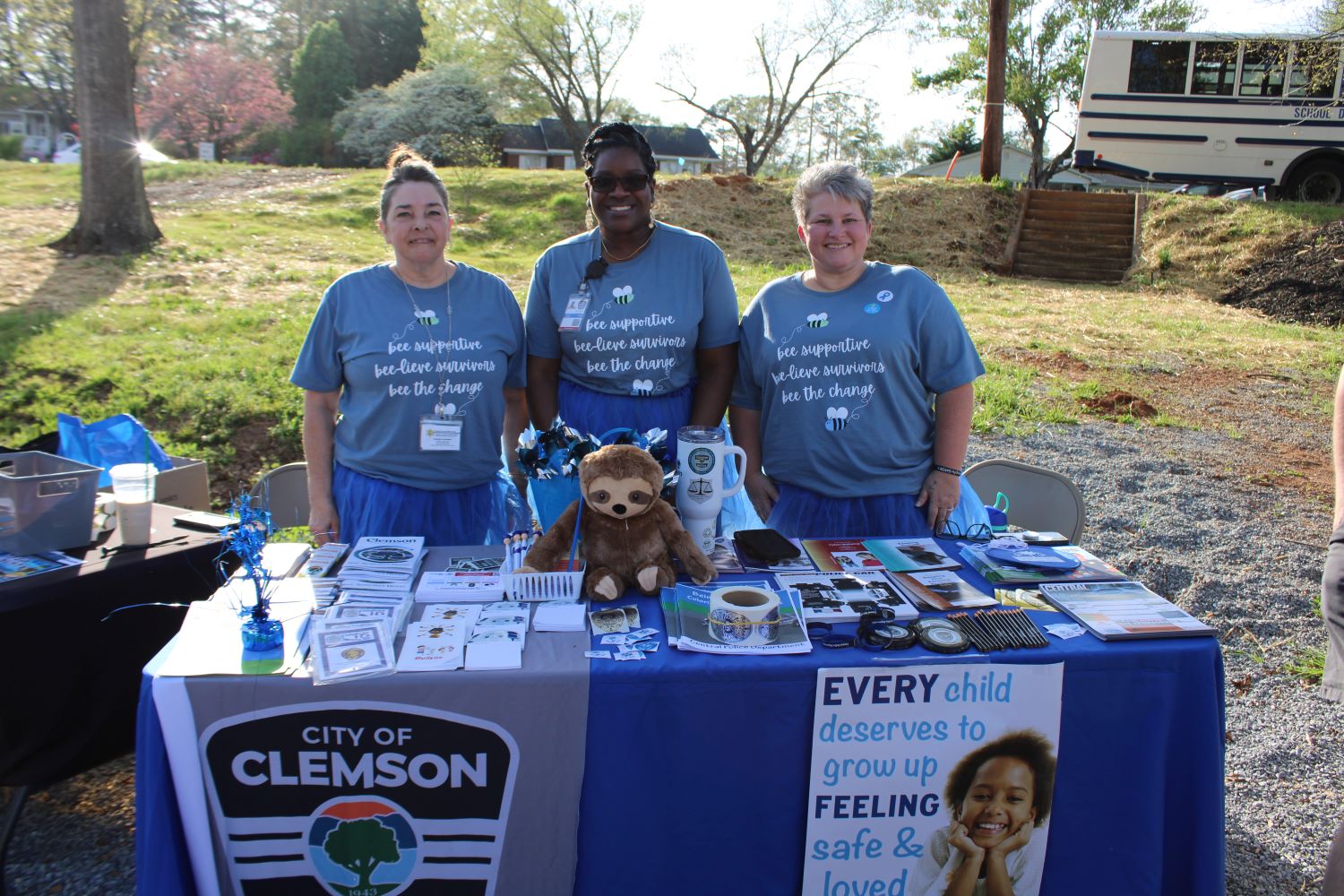 Carmen Lehmann, Sheriff’s Office; Sonya Morton, Clemson Police; and Michelle Batson, Central Police