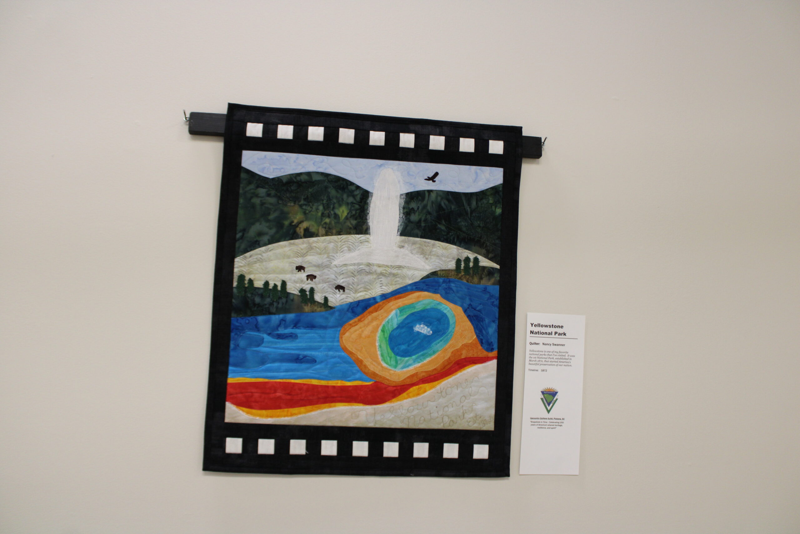1872 - Yellowstone National Park, quilter Nancy Swanner (Photo by Karen Brewer, The Pickens County Chronicle)