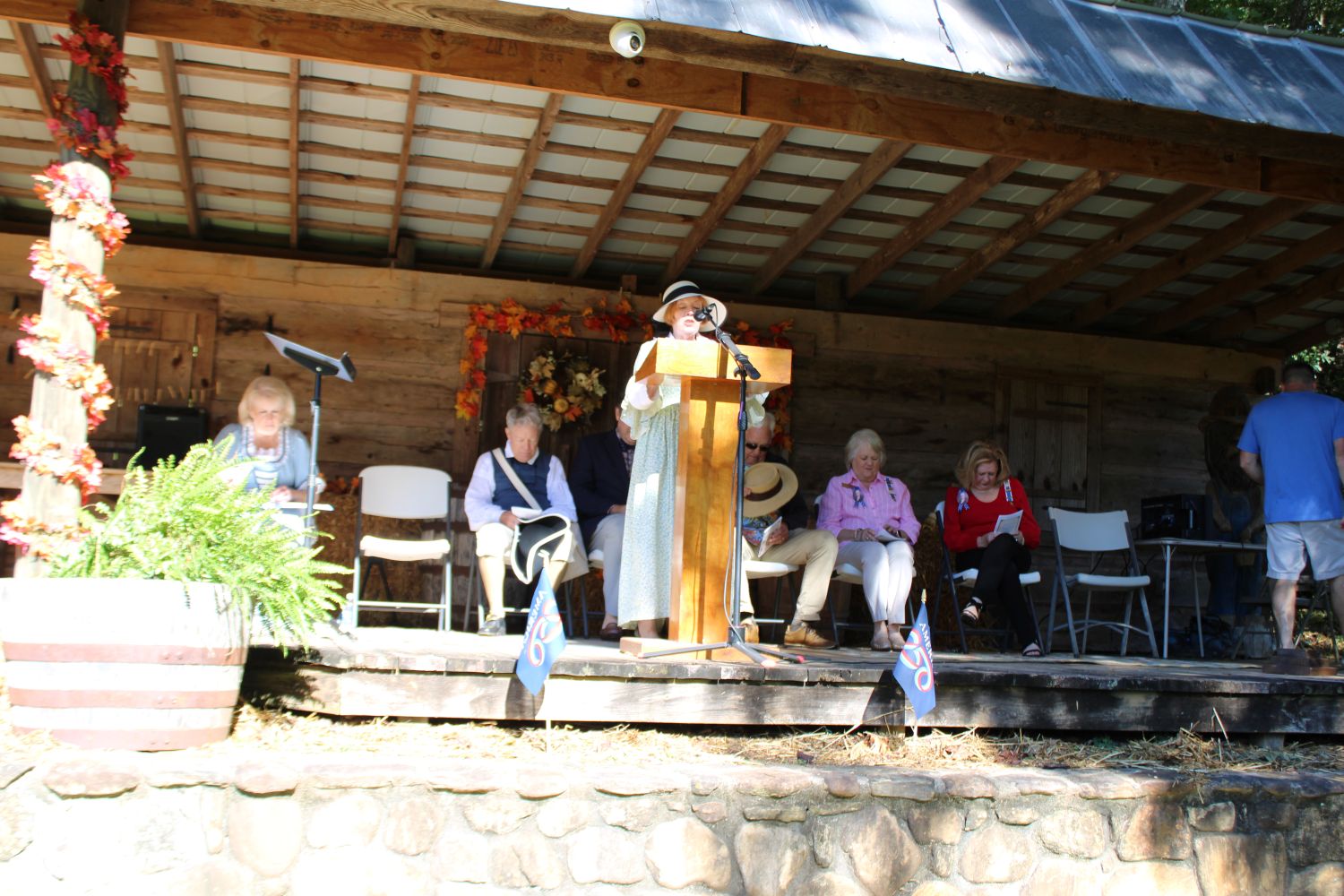 Fort Prince George DAR Chapter Regent Joyce Hansel prepares to give the invocation. (Photo by Karen Brewer, The Pickens County Chronicle)