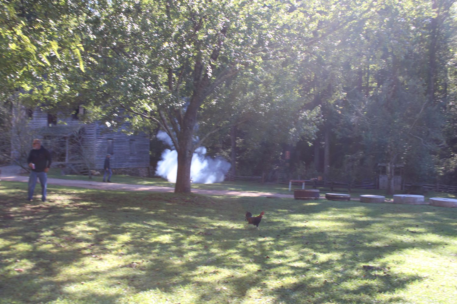 Robert Watson fires a late 19th century cannon. (Photo by Karen Brewer, The Pickens County Chronicle)