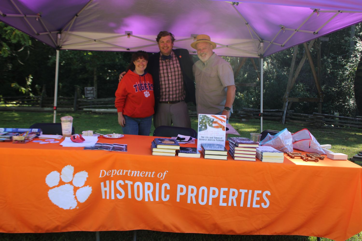 Hannah Thompson, Dr. Otis Pickett, and Rick Owens from Clemson University Historic Properties (Photo by Karen Brewer, The Pickens County Chronicle)