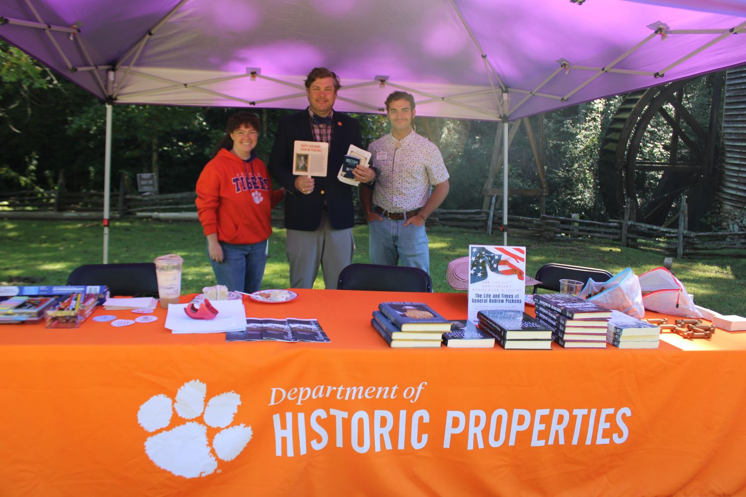 Hannah Thompson, Dr. Otis Pickett, and Blake Taylor of Clemson University Historic Properties (Photo by Karen Brewer, The Pickens County Chronicle)