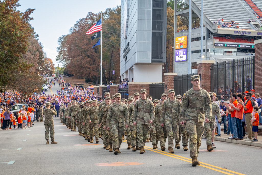 The Clemson Family celebrates the University's rich military heritage during the 2025 Military Appreciation Game day, Nov. 22, 2025. The Clemson Tigers beat the Furman Palladins 45-10. (Photo by Ken Scar)